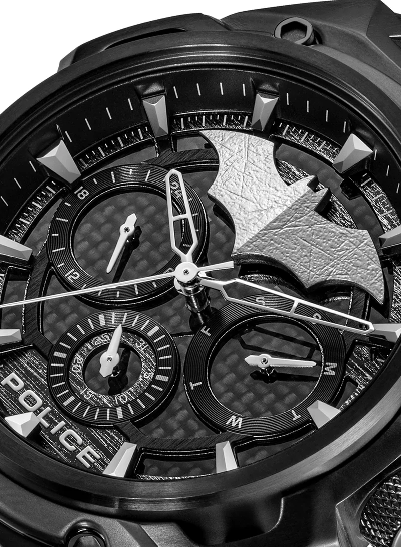 POLICE Black Carbon Men's Crusader Black Carbon Dial Silicone Strap Multifunction Watch Set for Men, 46mm for Men | Best Price UAE